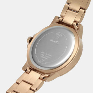 Crwon Jewel Women Quartz Rose Gold Dial Chronograph Stainless Steel Watch GW0410L3