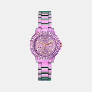 Crown Jewel Women Quartz Purple Dial Chronograph Stainless Steel Watch GW0410L4