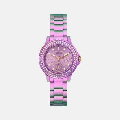 Crown Jewel Women Quartz Purple Dial Chronograph Stainless Steel Watch GW0410L4