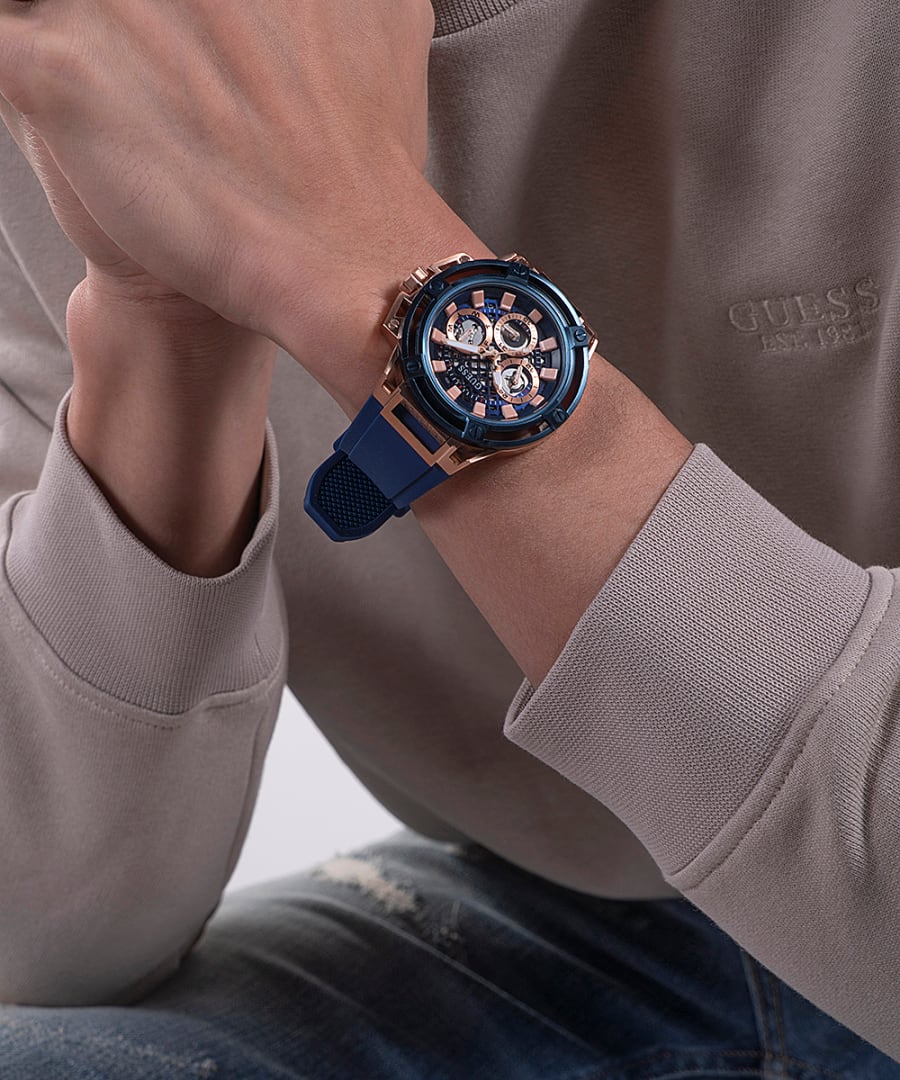 Guess Matrix Blue Dial Men 46mm