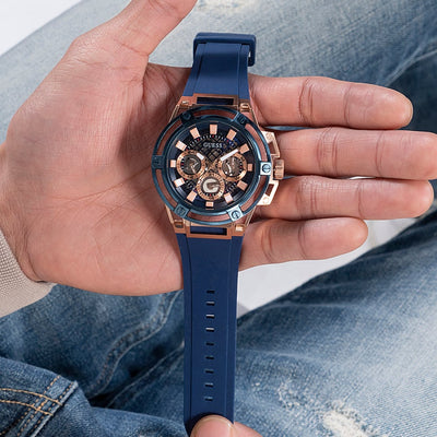 Guess Matrix Blue Dial Men 46mm
