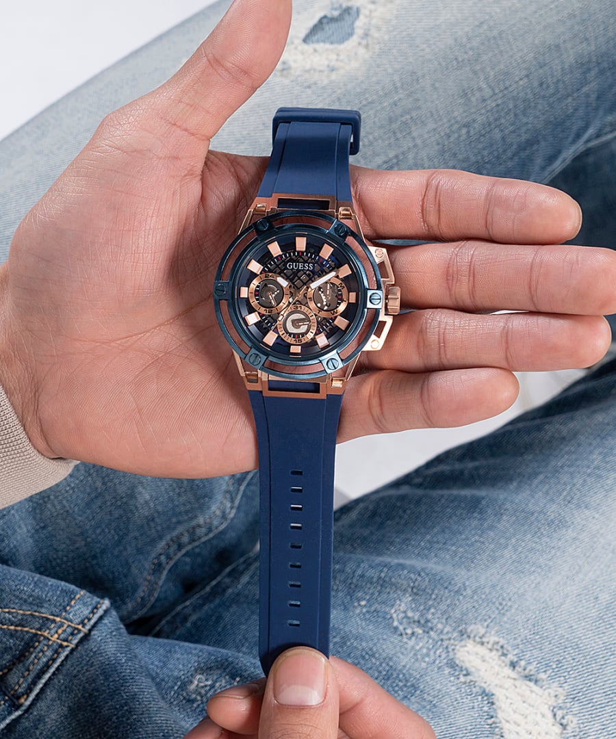 Guess Matrix Blue Dial Men 46mm