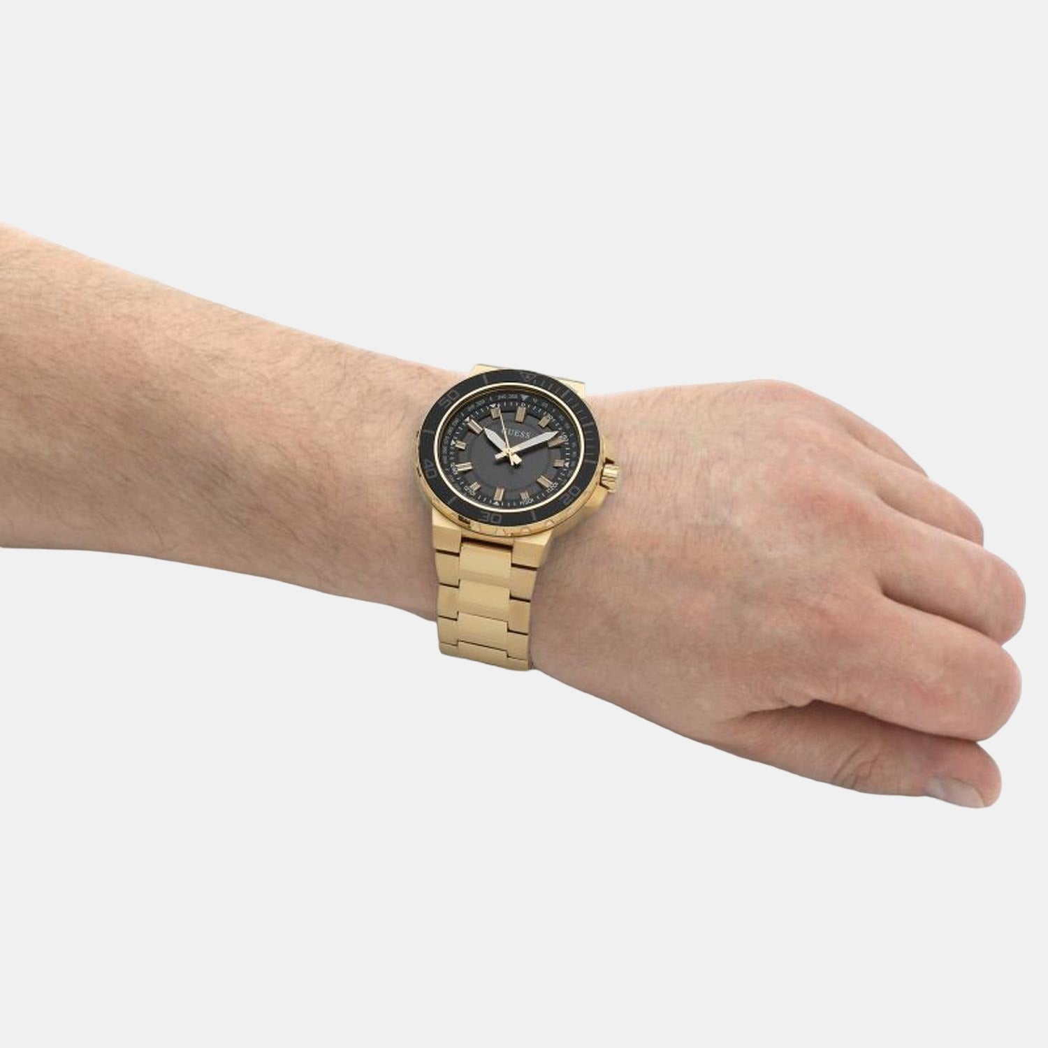 Guess Sport Men Quartz Gold Dial Analog Stainless Steel Watch GW0426G2