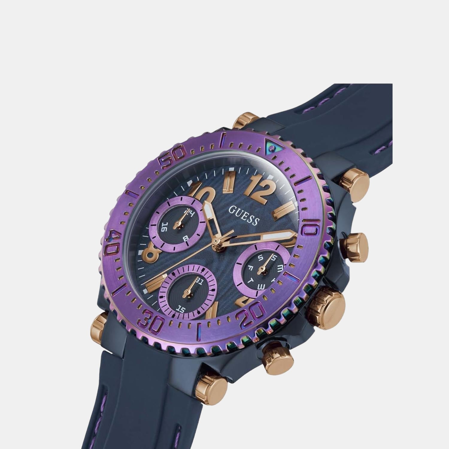 Guess Sport Women Quartz Blue Dial Chronograph Silicone Watch GW0466L2