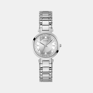 Crystal Clear Women Quartz Silver Dial Analog Stainless Steel Watch GW0470L1