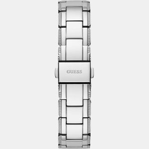 Crystal Clear Women Quartz Silver Dial Analog Stainless Steel Watch GW0470L1
