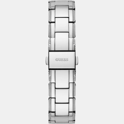Crystal Clear Women Quartz Silver Dial Analog Stainless Steel Watch GW0470L1