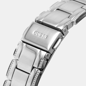 Crystal Clear Women Quartz Silver Dial Analog Stainless Steel Watch GW0470L1