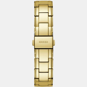 Crystal Clear Women Quartz Gold Dial Analog Stainless Steel Watch GW0470L2