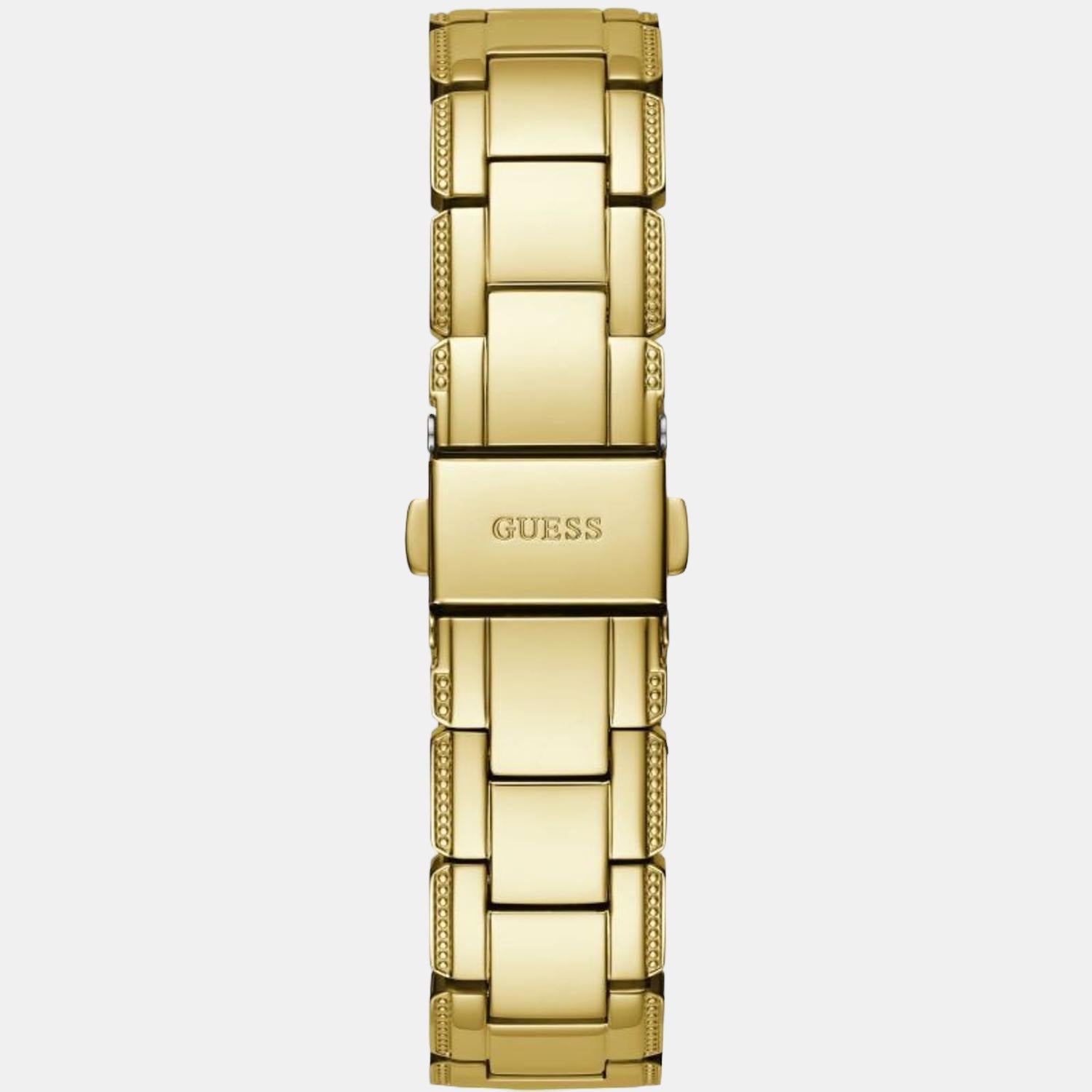 Crystal Clear Women Quartz Gold Dial Analog Stainless Steel Watch GW0470L2