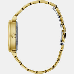 Crystal Clear Women Quartz Gold Dial Analog Stainless Steel Watch GW0470L2