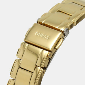 Crystal Clear Women Quartz Gold Dial Analog Stainless Steel Watch GW0470L2