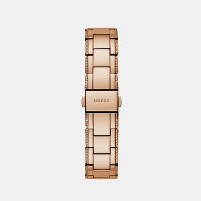 Crystal Clear Women Quartz Rose Gold Dial Analog Stainless Steel Watch GW0470L3