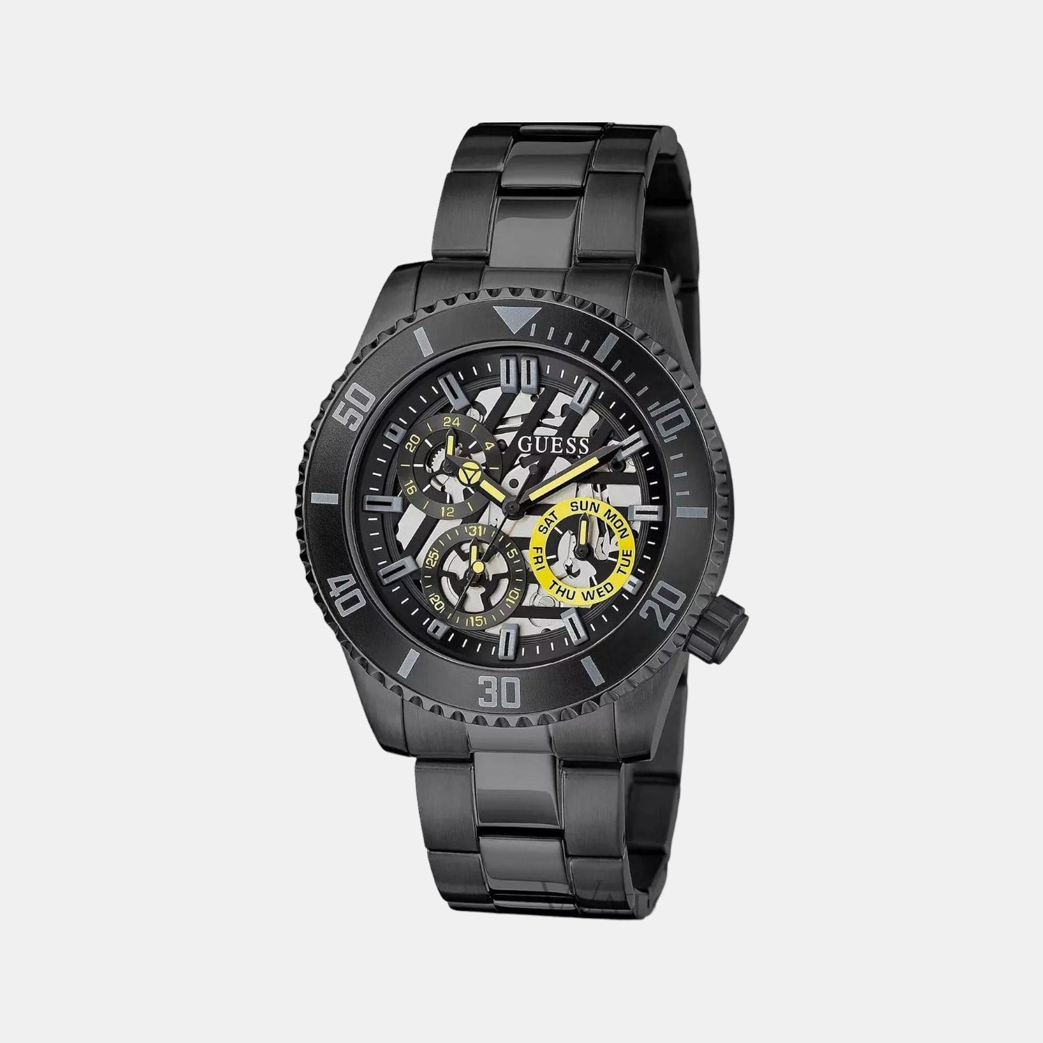 Axle Men Quartz Black Dial Analog Stainless Steel Watch GW0488G3