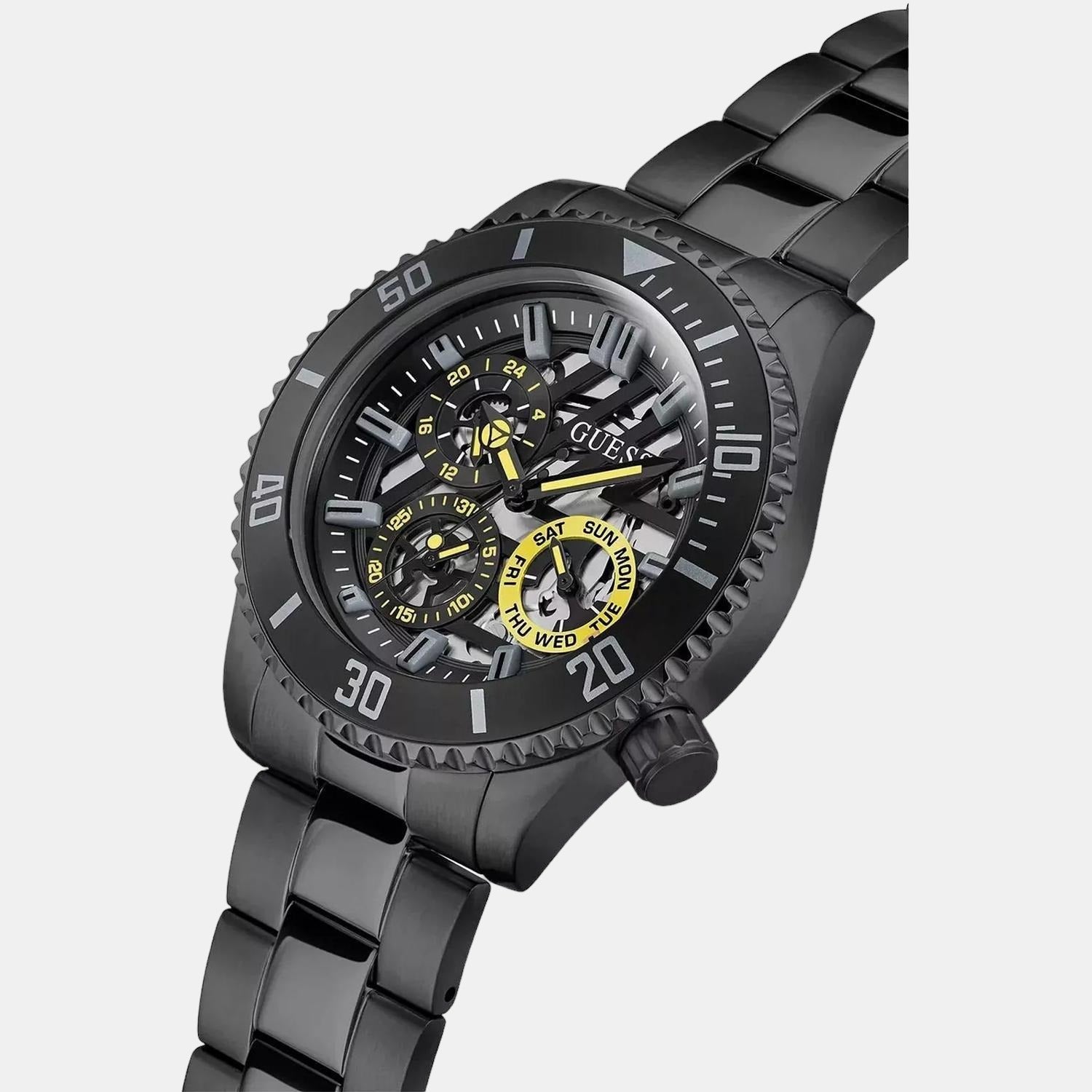 Axle Men Quartz Black Dial Analog Stainless Steel Watch GW0488G3