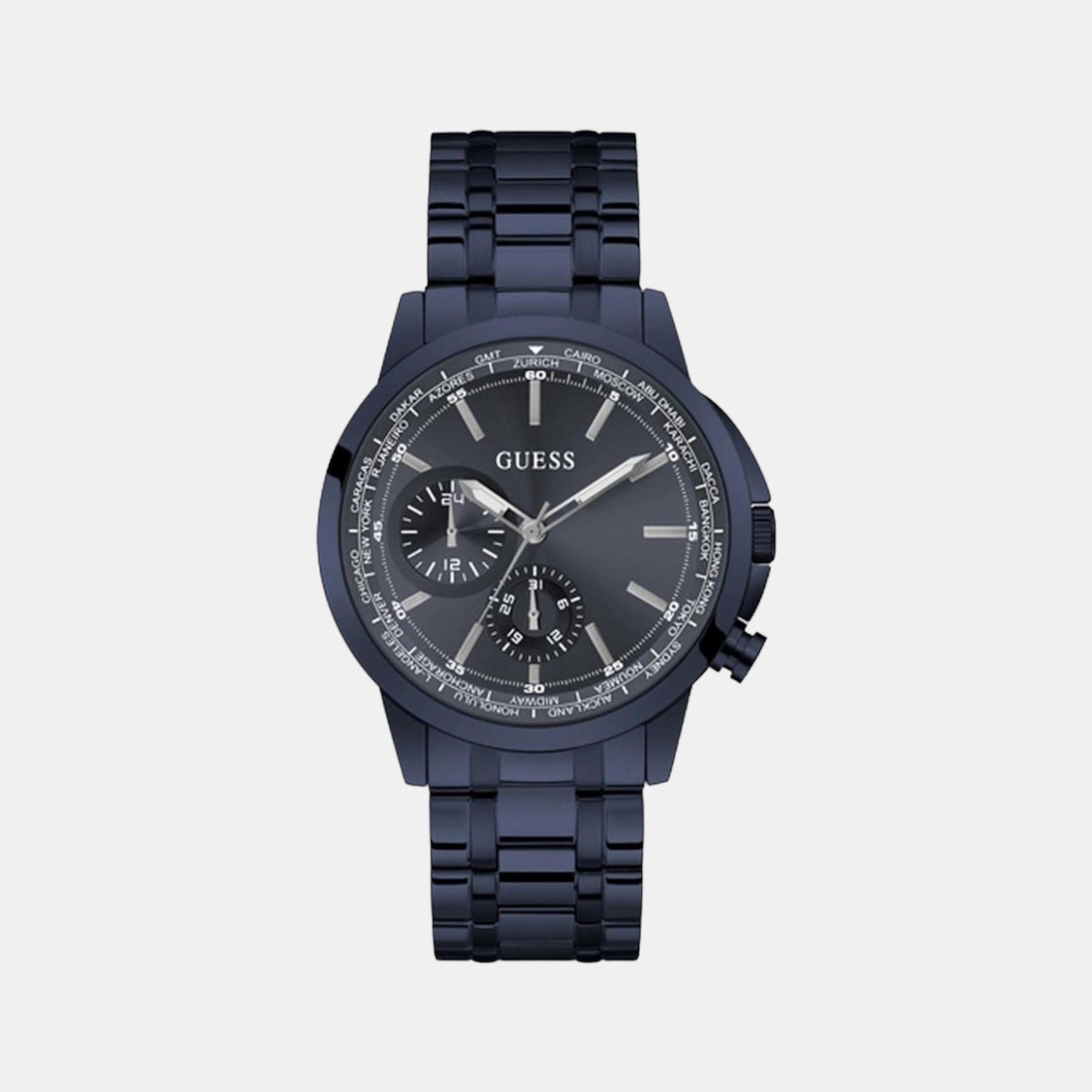Guess Sport Men Quartz Blue Dial Chronograph Stainless Steel Watch GW0490G4
