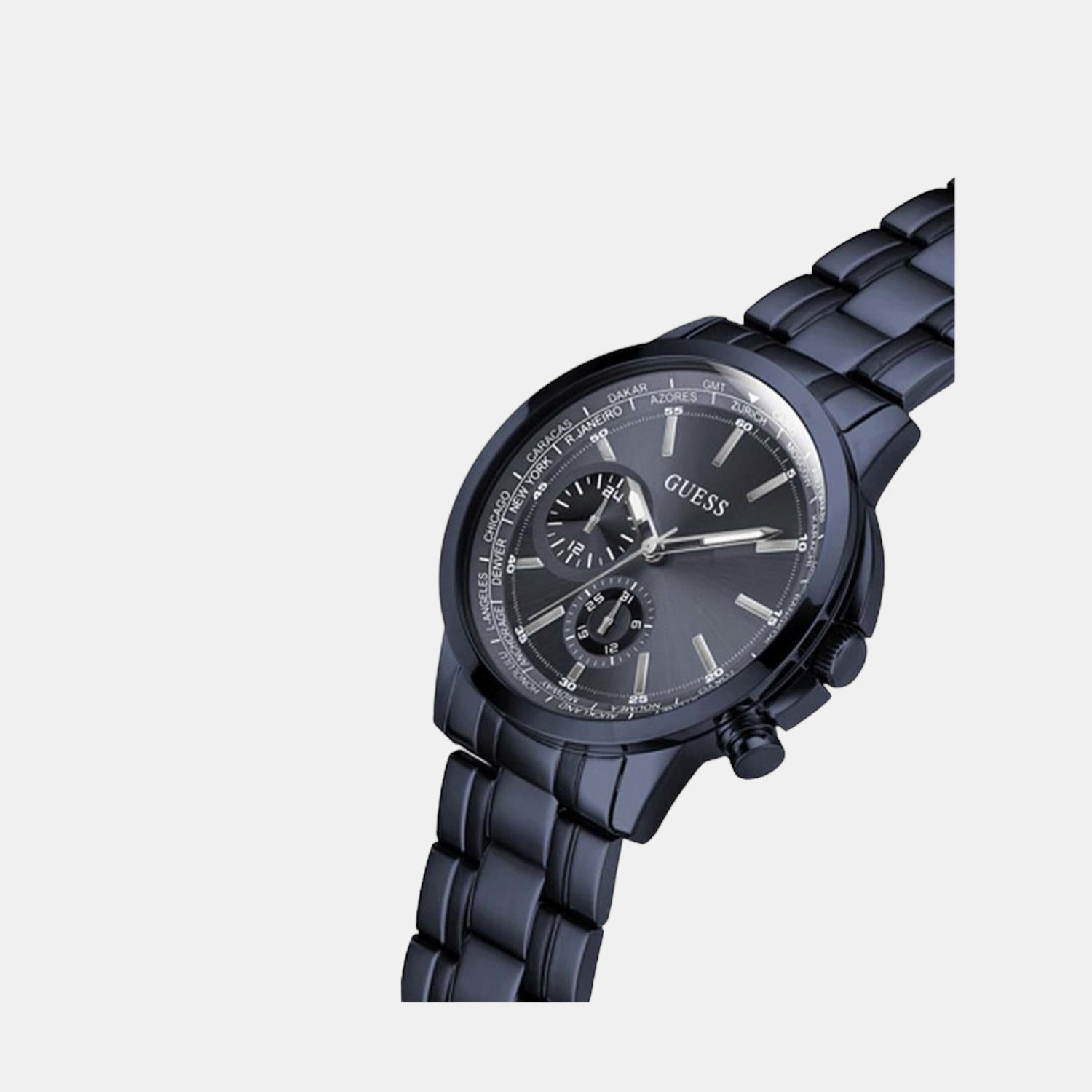 Guess Sport Men Quartz Blue Dial Chronograph Stainless Steel Watch GW0490G4