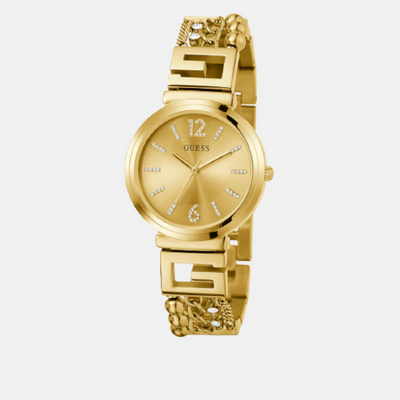 G Cluster Women Quartz Beige Dial Analog Stainless Steel Watch GW0545L2