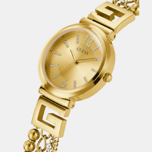G Cluster Women Quartz Beige Dial Analog Stainless Steel Watch GW0545L2