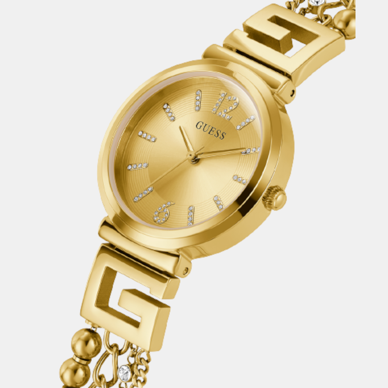 G Cluster Women Quartz Beige Dial Analog Stainless Steel Watch GW0545L2