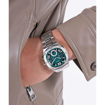 Headline Men Quartz Green Dial Chronograph Stainless Steel Watch GW0572G6