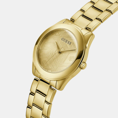Cubed Women Quartz Champagne Dial Analog Stainless Steel Watch GW0606L2