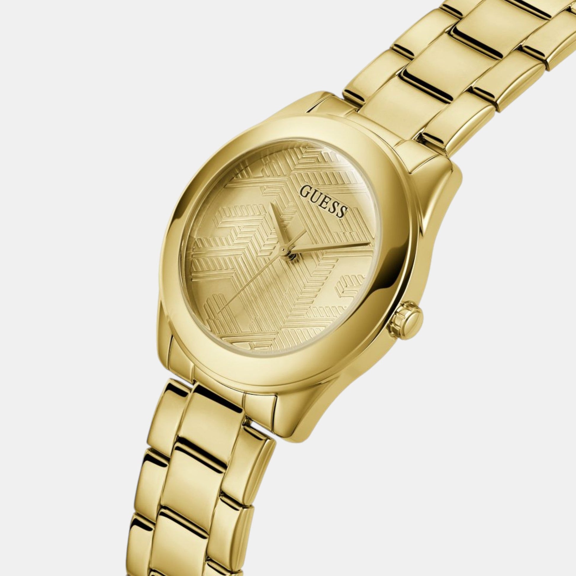 Cubed Women Quartz Champagne Dial Analog Stainless Steel Watch GW0606L2