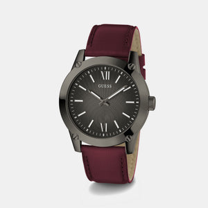 Crescent Men Quartz Grey Dial Analog Leather Watch GW0628G4