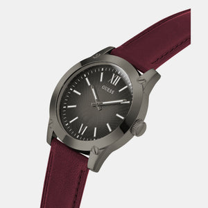 Crescent Men Quartz Grey Dial Analog Leather Watch GW0628G4