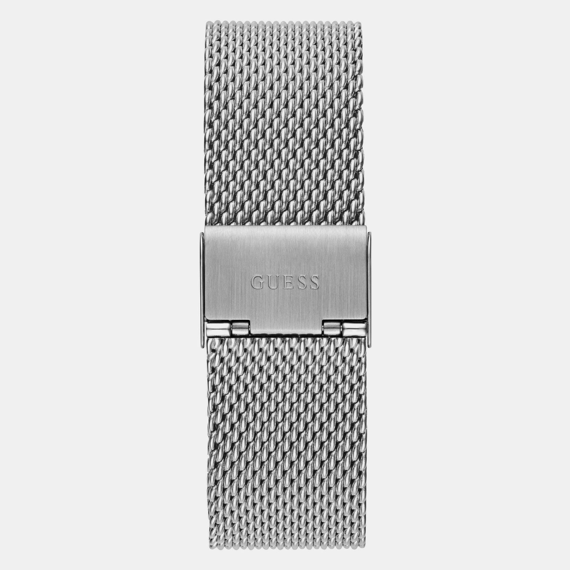 Crescent Men Quartz Black Dial Analog Mesh Watch GW0629G1