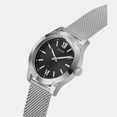 Crescent Men Quartz Black Dial Analog Mesh Watch GW0629G1