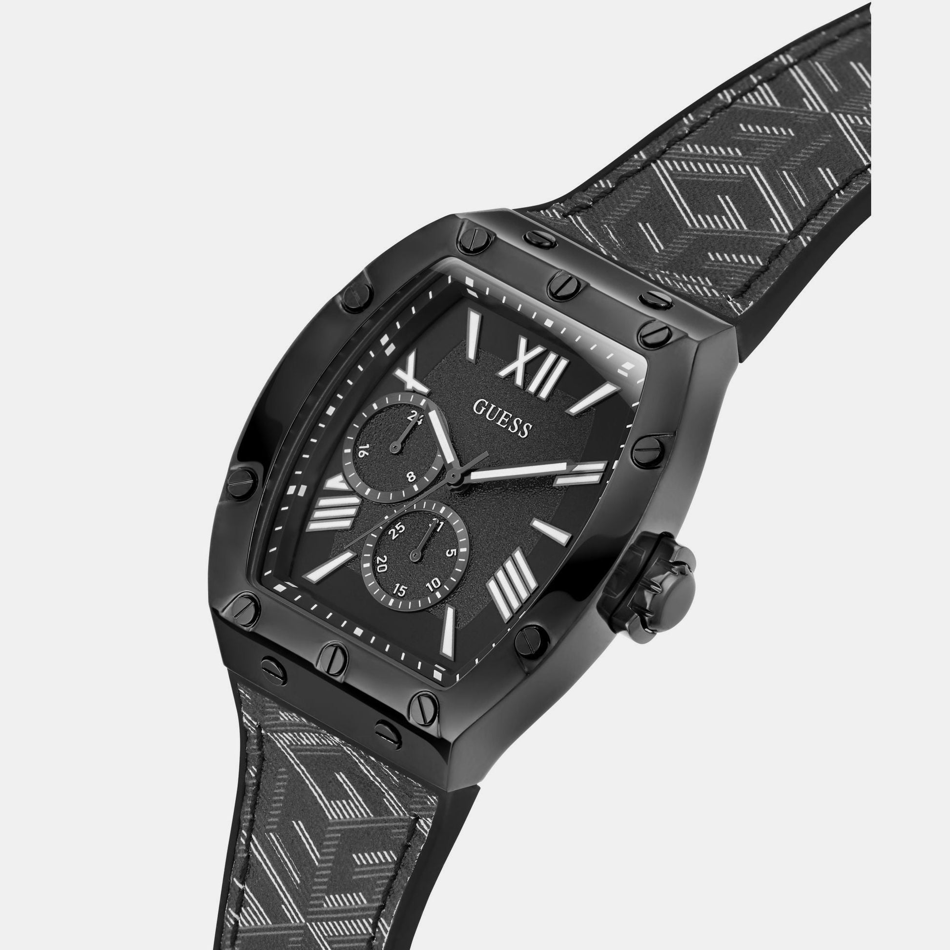 Falcon Men Quartz Black Dial Chronograph Leather Watch GW0645G2