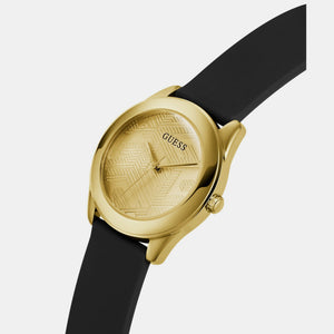 Cubed Women Quartz Champagne Dial Analog Silicone Watch GW0665L1