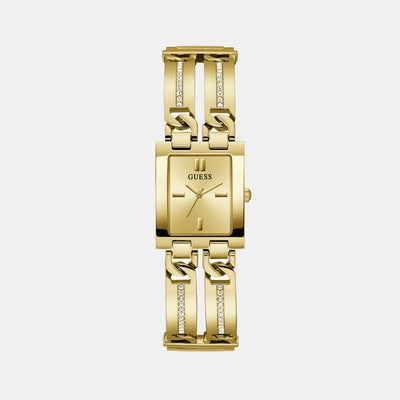 Bejeweled Women Quartz Champagne Dial Analog Stainless Steel Watch GW0668L2