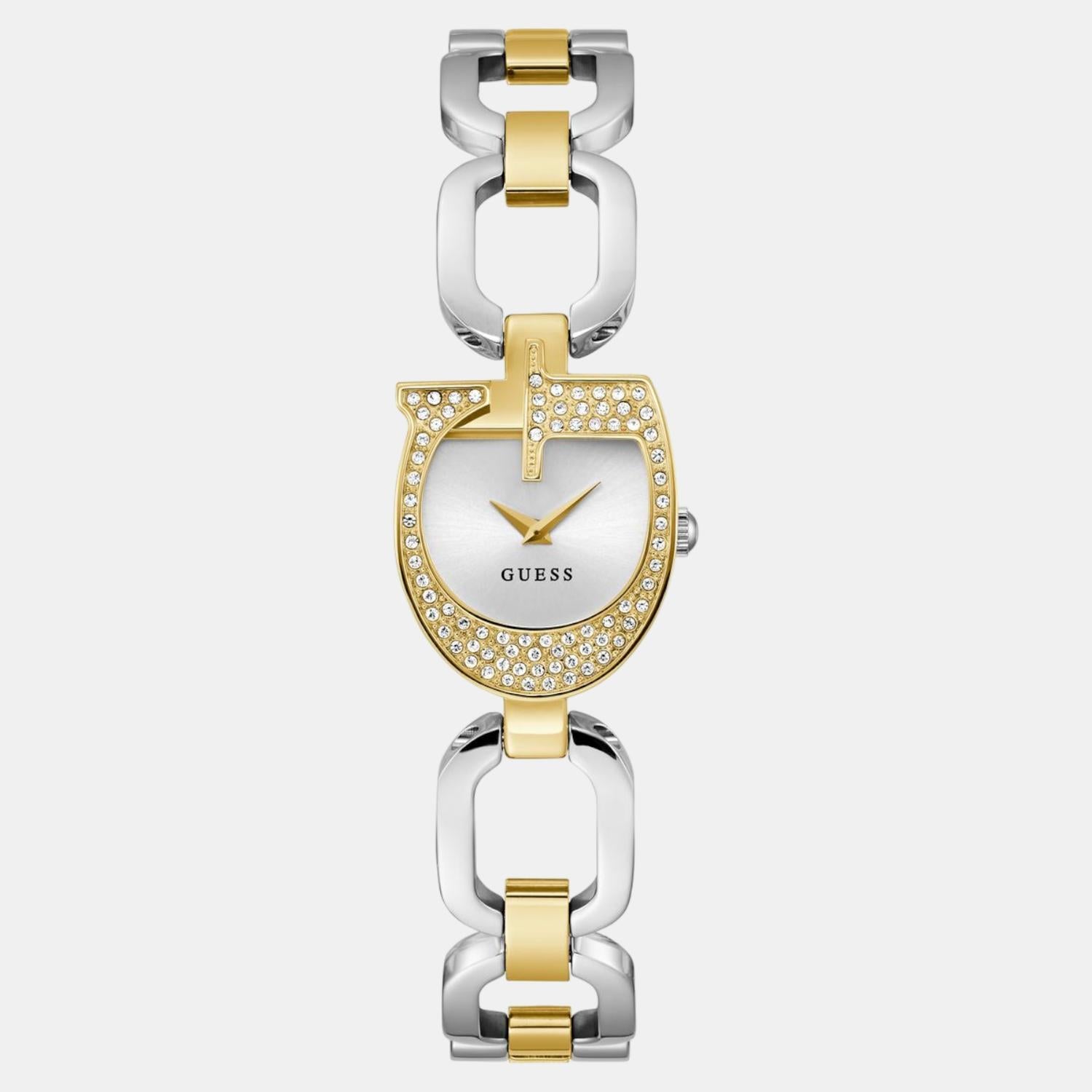 Guess Bejeweled Men Quartz Silver Dial Analog Stainless Steel Watch GW0683L6