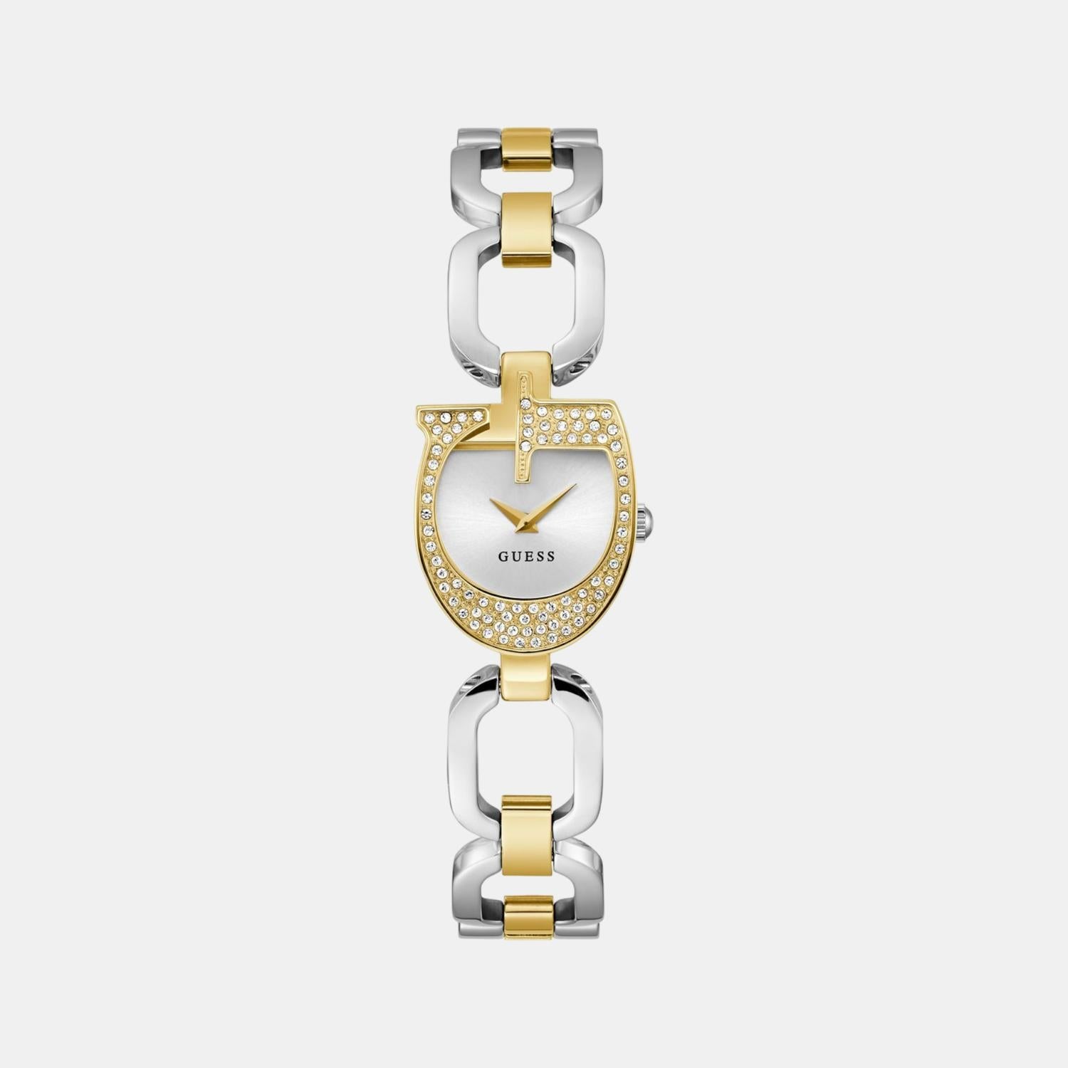 Guess Bejeweled Men Quartz Silver Dial Analog Stainless Steel Watch GW0683L6