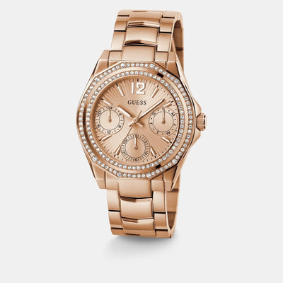 Dress Women Quartz Rose Gold Dial Multi-Function Stainless Steel Watch GW0685L3