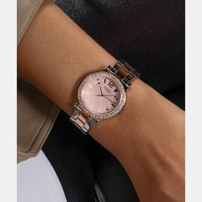Dress Women Quartz Pink Dial Analog Stainless Steel Watch GW0686L4