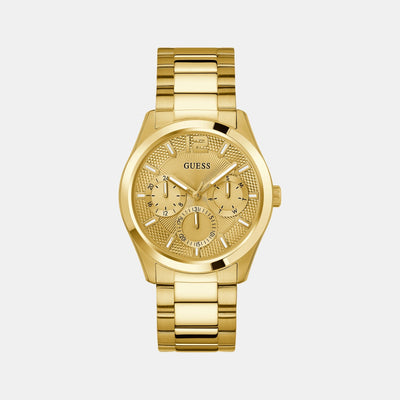 Dress Men Quartz Champagne Dial Multi-Function Stainless Steel Watch GW0707G3