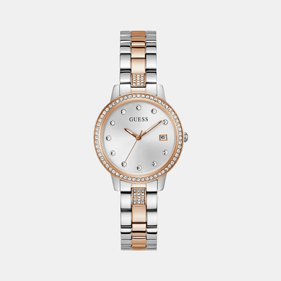 Dress Women Quartz White Dial Analog Stainless Steel Watch GW0725L2