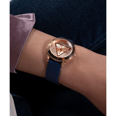 Glitz Women Quartz Rose Gold Dial Analog Silicone Watch GW0745L4