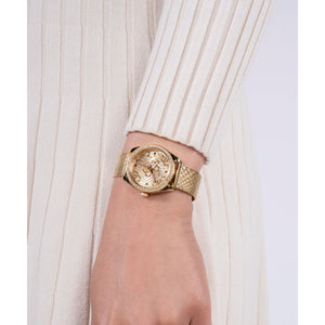 Guess Trend Women Quartz Champagne Dial Analog Mesh Watch GW0748L2