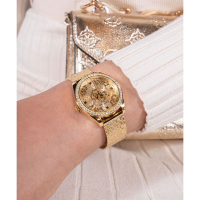 Guess Trend Women Quartz Champagne Dial Analog Mesh Watch GW0748L2