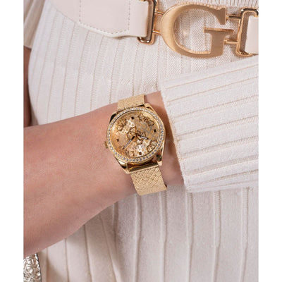 Guess Trend Women Quartz Champagne Dial Analog Mesh Watch GW0748L2