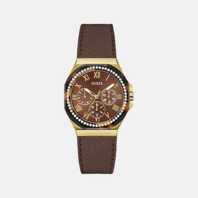 Glaze Women Quartz Brown Dial Multi-Function Leather Watch GW0753L3