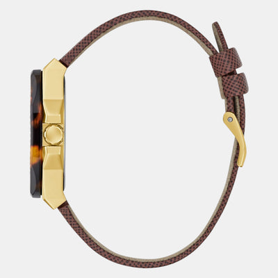 Glaze Women Quartz Brown Dial Multi-Function Leather Watch GW0753L3