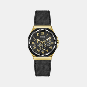 Glaze Women Quartz Black Dial Multi-Function Leather Watch GW0753L4