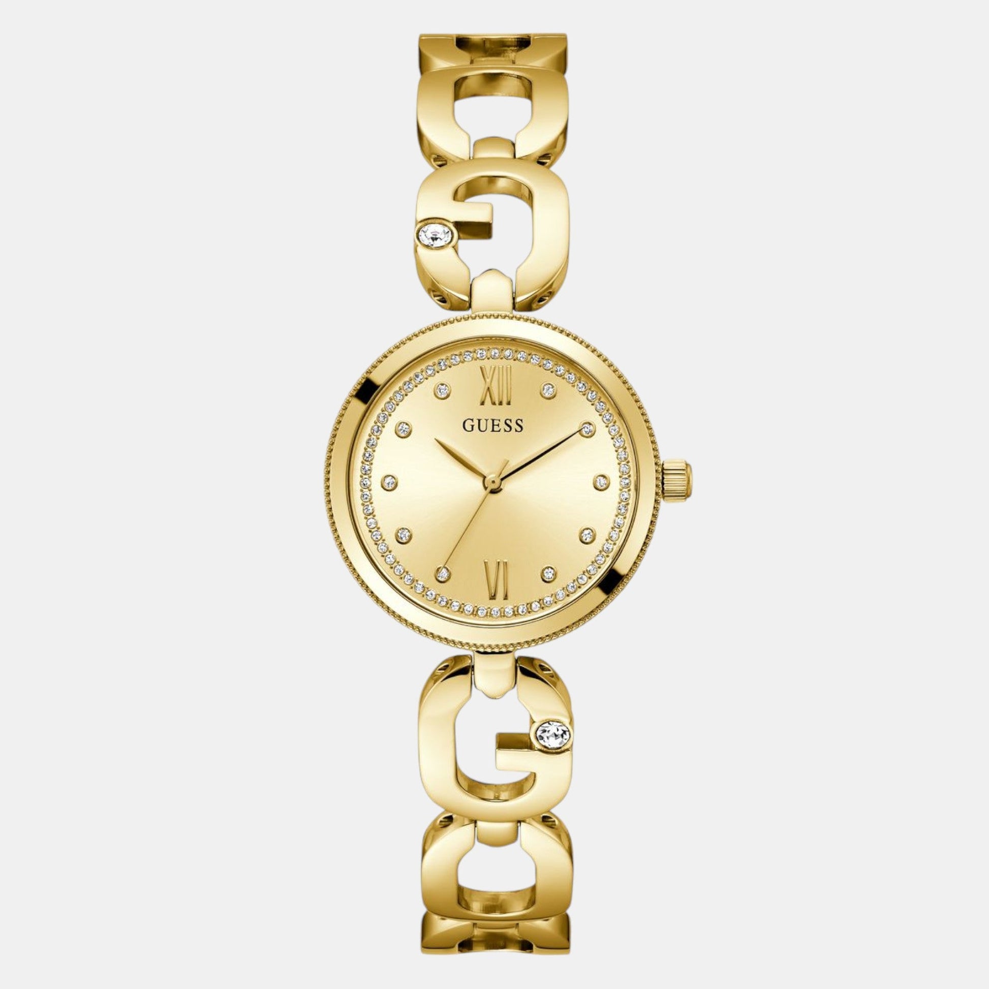 Guess Bejeweled Women Quartz Champagne Dial Analog Stainless Steel Watch GW0759L2
