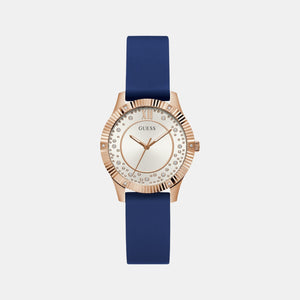 Dress Women Quartz White Dial Analog Silicone Watch GW0766L4