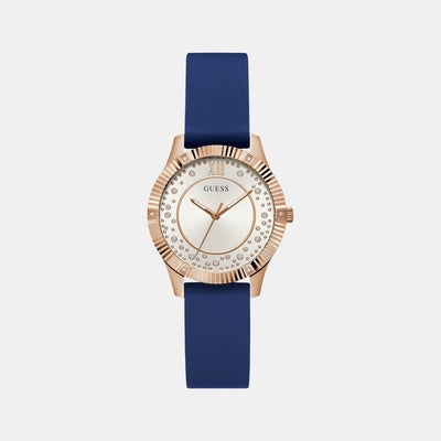 Dress Women Quartz White Dial Analog Silicone Watch GW0766L4